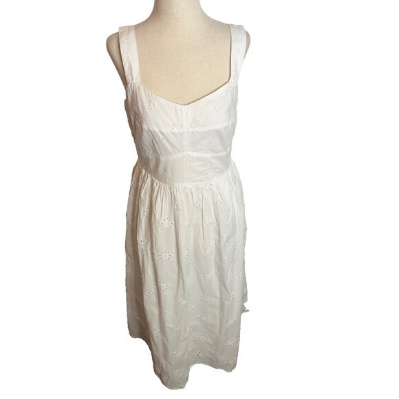 J.Crew $148 Eyelet Midi Dress in White Size 14 CI223 - Picture 2 of 9